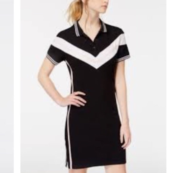 Almost Famous Dresses & Skirts - Almost Famous varsity polo black white pink dress